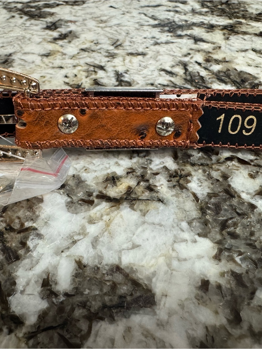 Rhinestone-Trim Brown Women's Belt - Picture 3 of 4